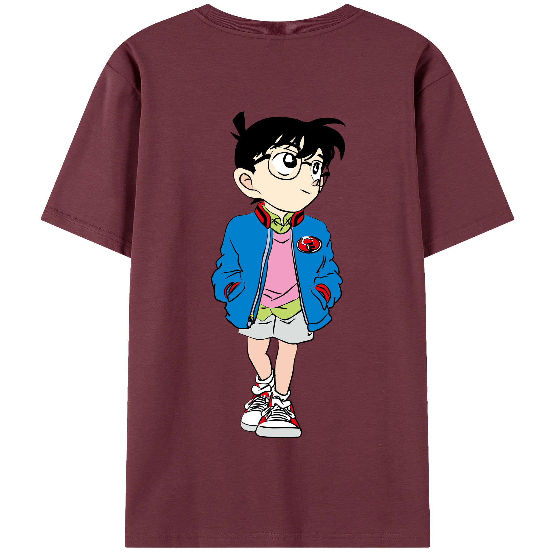 （画像用） 名探偵コナン 江戸川 コナン Detective Conan Conan Edogawa 綿100％半袖Tシャツ（背面プリント）